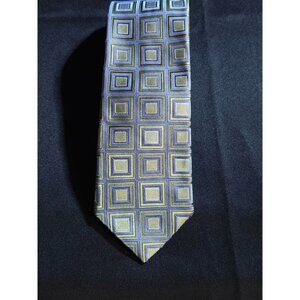 Vintage John W. Nordstrom Silk Tie Green & Blue Geometric Squares Pattern Made I